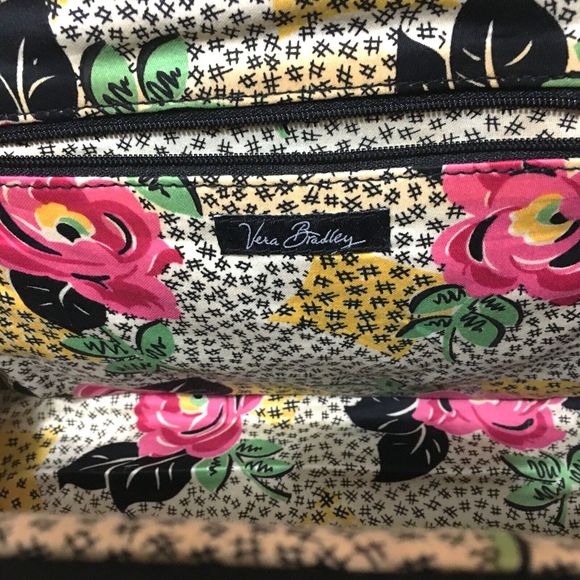 VERA BRADLEY Black Quilted Microfiber Handbag/Purse ,Silver Chain Handle - Picture 6 of 6